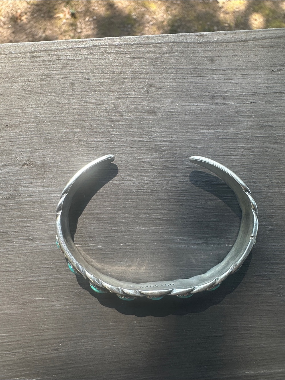 Navajo E Carviso Turquoise & Sterling Silver Cuff Bracelet - Picture 3 of 5